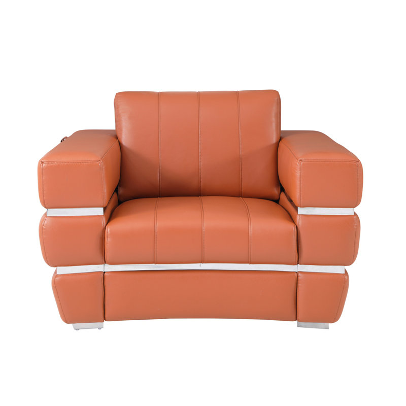 Chaise en cuir italien à grain supérieur, Chameau
