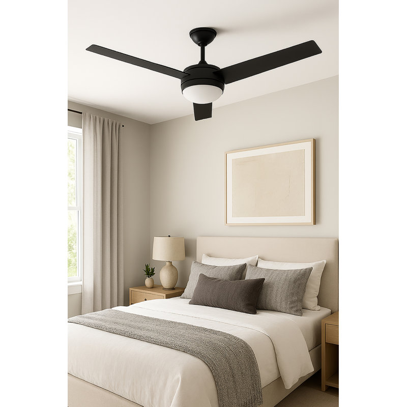 Ventilateur de plafond à DEL 3 pales 52 po Davis - Davis - finition noire, Noir, Noir