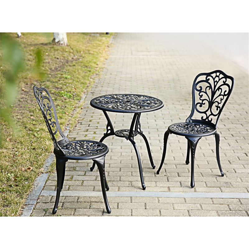 3-Piece Outdoor Patio Bistro Set, Black
