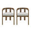 Ensemble de 2 chaises de salle à manger modernes, structure en bois d'hévéa, sièges rembourrés de forme cylindrique-982878527