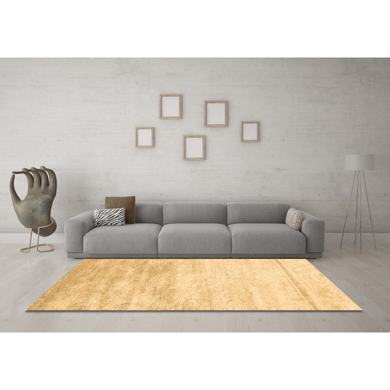 Tapis contemporains brun lavable à la machine 2594, Rond 3 pi