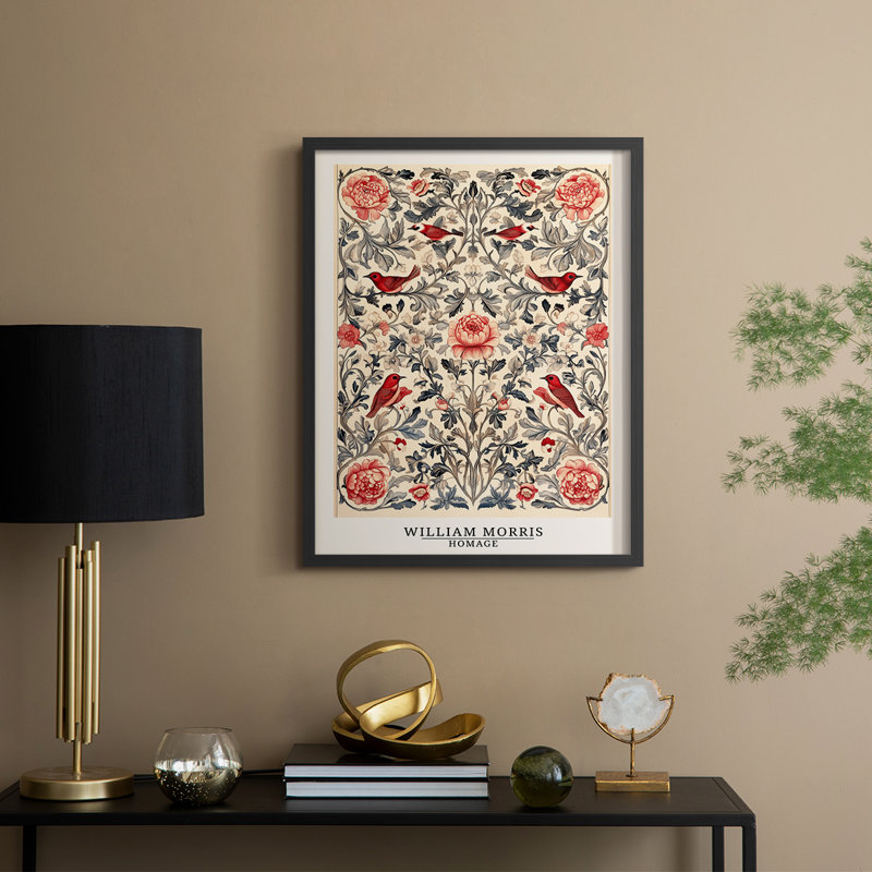 Imprimé encadré en bois massif de la série CCGVVWI de William Morris, Noir, noir, noir, noir, H 30 po x l 24 po