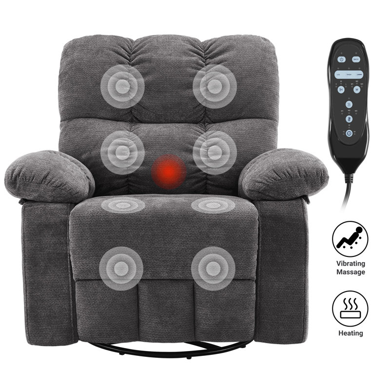 Elysium Manual Recliner with Heat and Vibration, Infinite Position, Sidepocket, Dark Gray