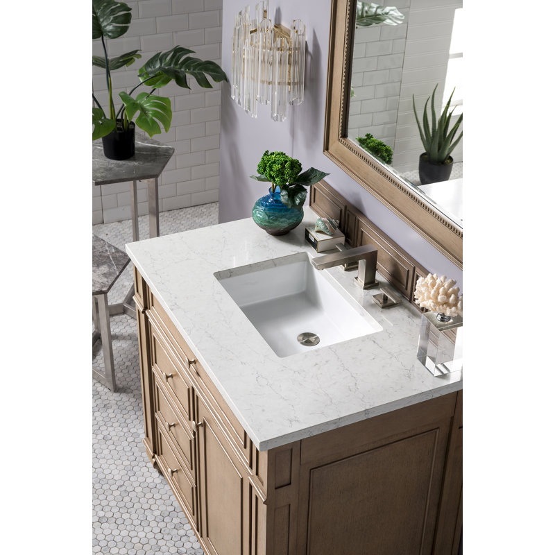 Bristol 36'' W Single Vanity, Eternal Jasmine Pearl, 8" Widespread, Whitewashed Walnut