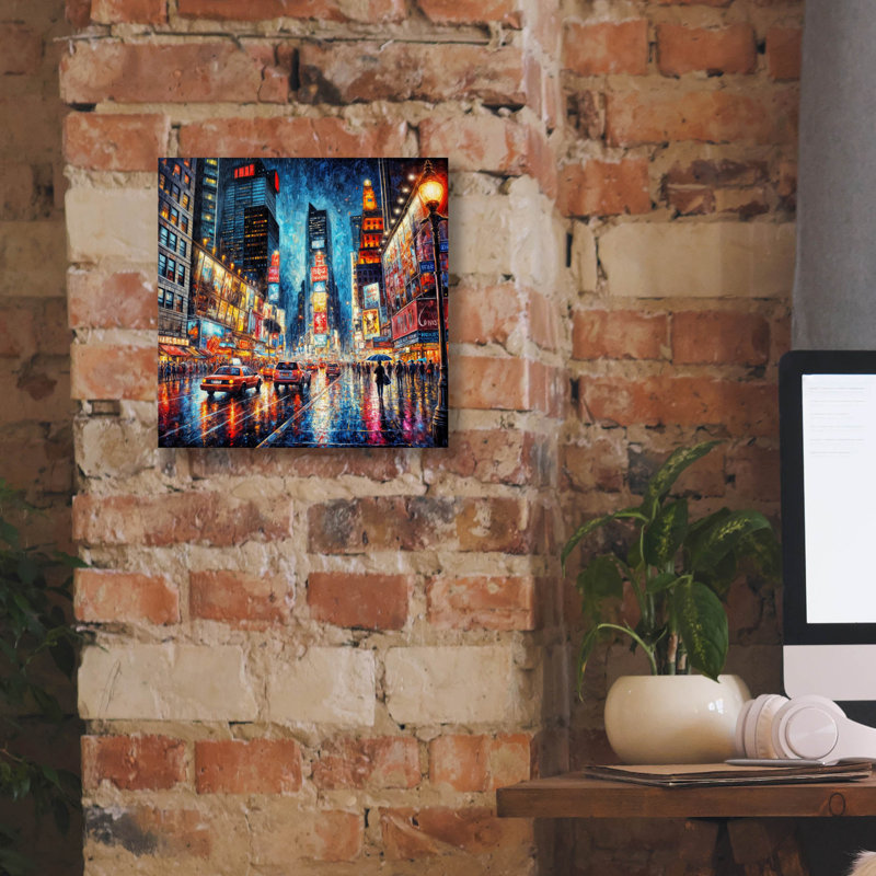 «New York Times Square Pains Style» par Rey Klimt, art mural sur toile, H 12 po x l 12 po