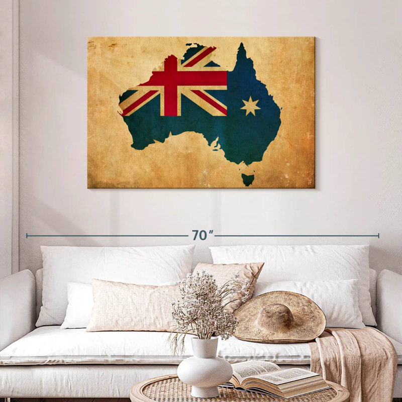 Aliaz Australian Flag Map, 30" H x 45" W