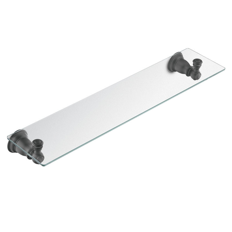 Kingsley Glass Bracket Shelf, Wrought Iron