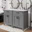Ensemble de meuble-lavabo moderne de 48 po avec meuble-lavabo en céramique avec tiroir rabattable et porte à deux niveaux-58485593