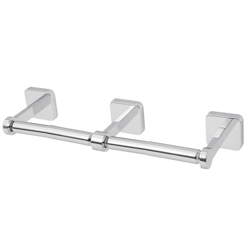 Porte-papier hygiénique à fixation murale double Kubos, Chrome poli