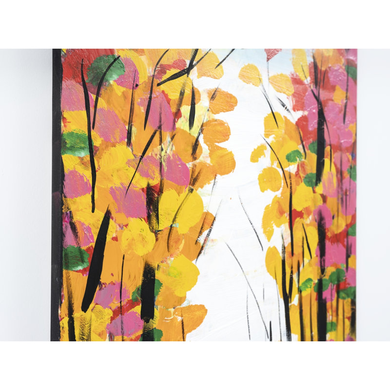47 po x 19 po, art mural sur toile orange peint à la main - Enchantement printanier pour le printemps