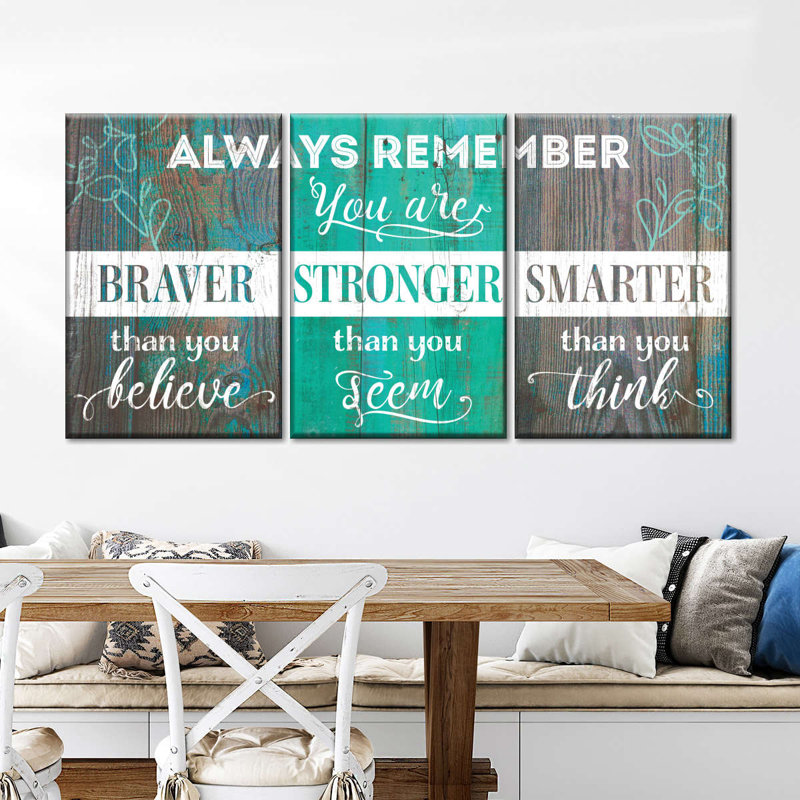 Impression sur toile Braver Stronger Smarter, H 12 po x l 26 po x P 1 po