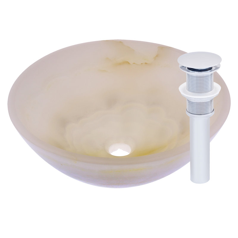 Novatto 17'' Stone Circular Bathroom Sink, Silver