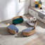 Lit pour chien surélevé de style scandinave avec pattes en bois massif et dossier en bois courbé, coussin en velours, noyer-1462948082