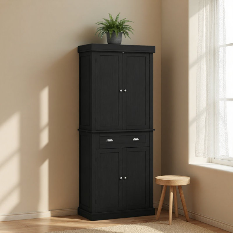 Armoire de rangement pour garde-manger avec portes et tablettes, armoire de cuisine