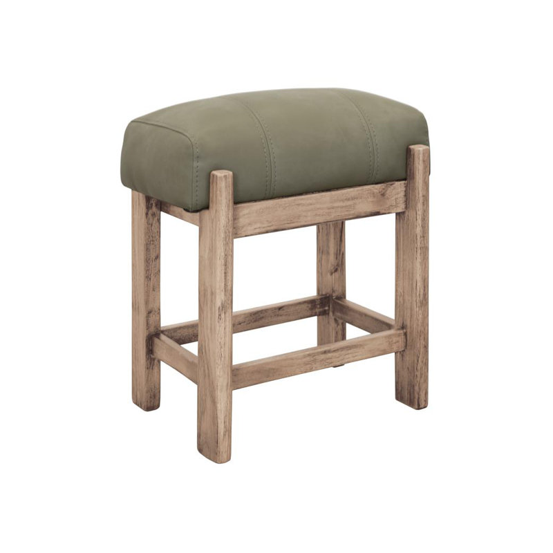 Accent Stool, Olive Green, Natural Wood