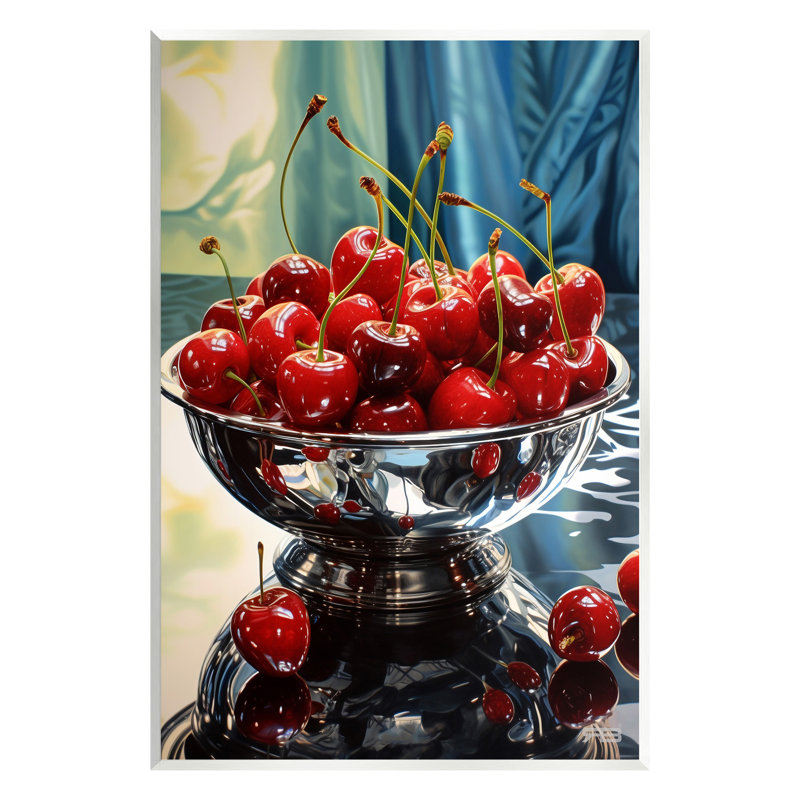Art mural "Bowl of Cherries Reflection" par RB, H 15 po x l 10 po