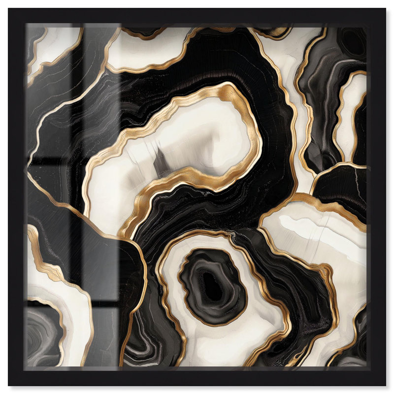 «Coal Core Shadowbox Print Geode» par Art Remedy, H 13 po x l 13 po, Noir