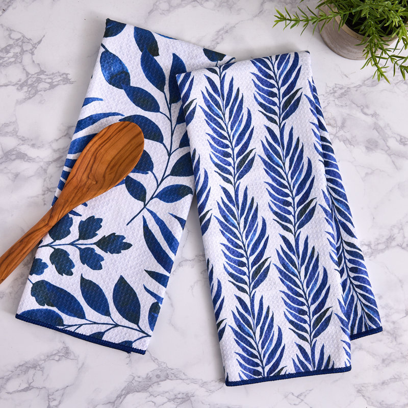  Washed Waffle Dishtowel Set/2, Dusty Blue