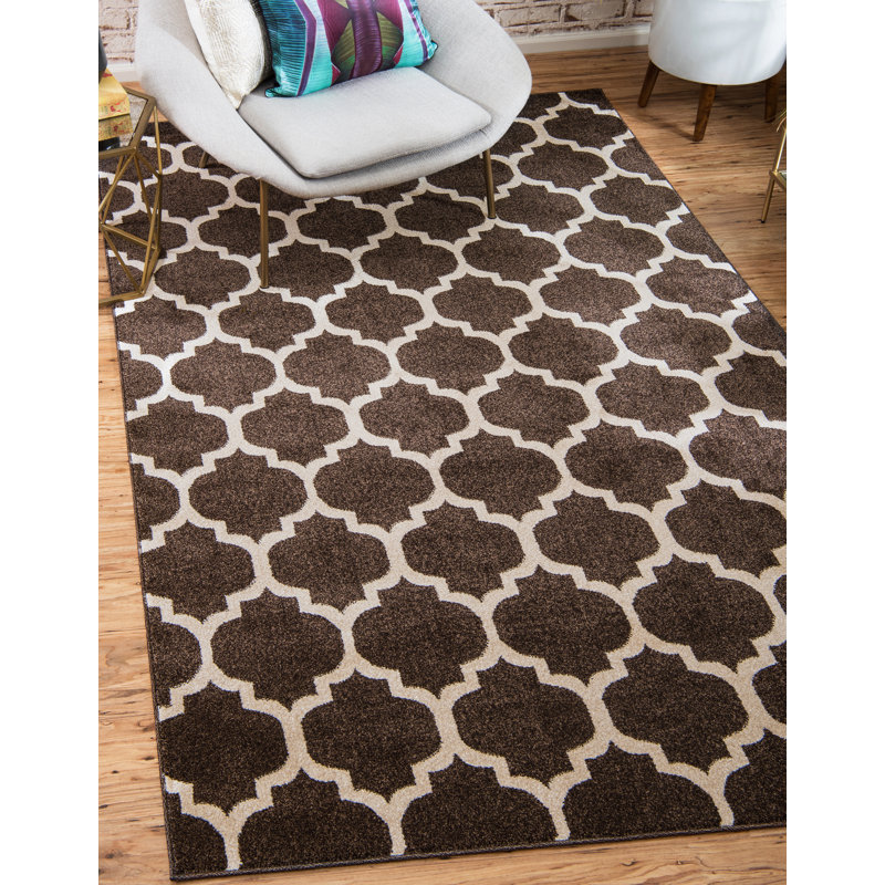 Tapis brun / beige à motif géométrique Molly, Rectangle 4 pi 1 po x 6 pi 1 po