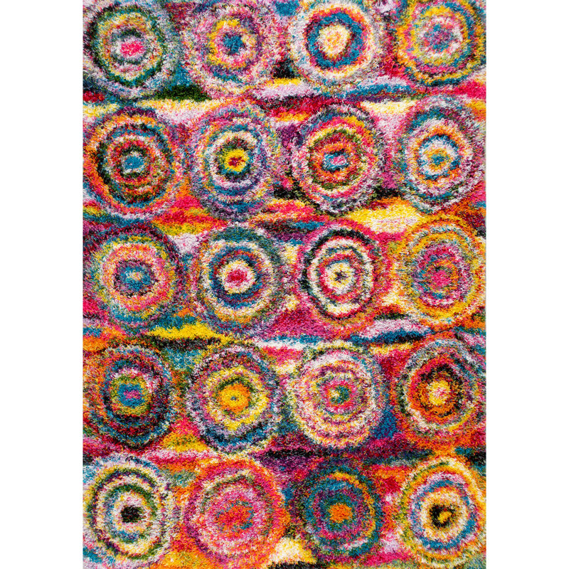 Tapis vert / jaune / multicolore Verduzco, Rectangle 5 pi 3 po x 7 pi 6 po