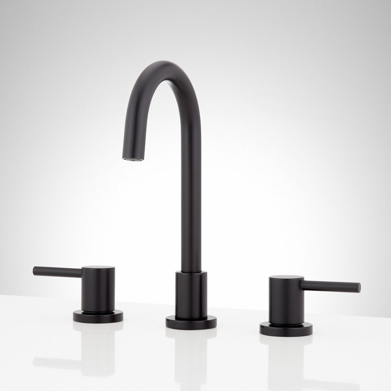 Lexia 1.2 GPM Widespread Gooseneck Bathroom Faucet, Matte Black