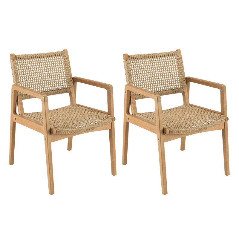 Set Of 2 Natural Garden Armchairs