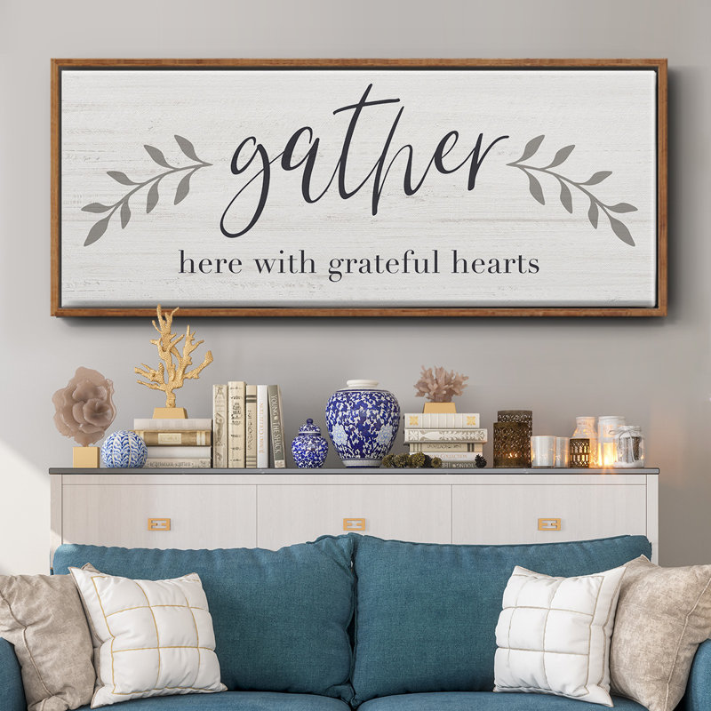 Grateful Hearts- Framed Canvas, 20" H x 50" W