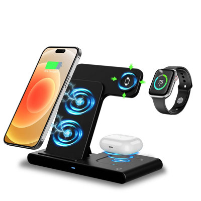 3 In 1 Fast Wireless Charger, Foldable Wireless Charging Station Multiple Devices For for Apple - iPhone 17 16e 16 15 14 Pro Max 13 12 11 - Watch 10 9 8 7 6 5 4 3 2 SE and Ultra Series - Airpods 4 3 Pro