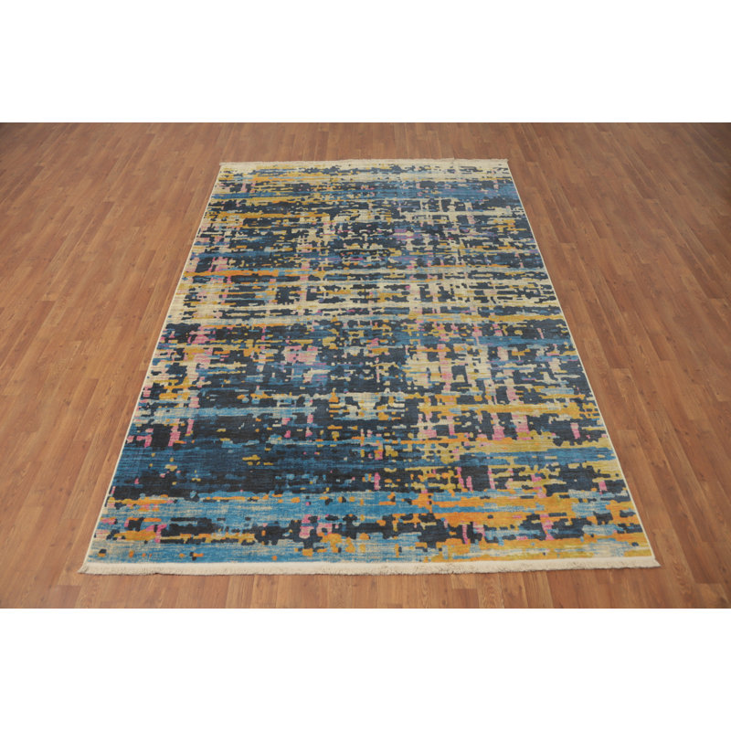 Tapis moderne en laine de style Gabbeh 6 x 9