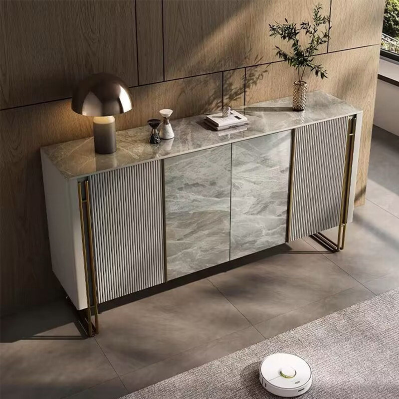 Armoire de rangement en pierre de style italien, H 33,46 po x l 62,99 po x P 15,75 po, Gris