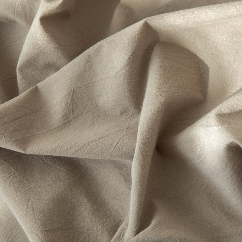 MooMee Flat Sheet 100% Washed Cotton Linen Like Textured Breathable Lightweight, Mocha Brown, King Flat Sheet