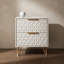 Ensemble de 2 tables de chevet avec armoire murale luxueuse et légère: 2 tiroirs, rail de support inférieur, pieds et poignées dorés, estampé en 3D, pour chambre à coucher / salon / bureau