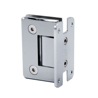 Charnière murale biseautée FHC CLNF5CH Carolina, laiton et acier inoxydable, fermeture positive de 5 degrés, plaque arrière complète, finition chrome poli