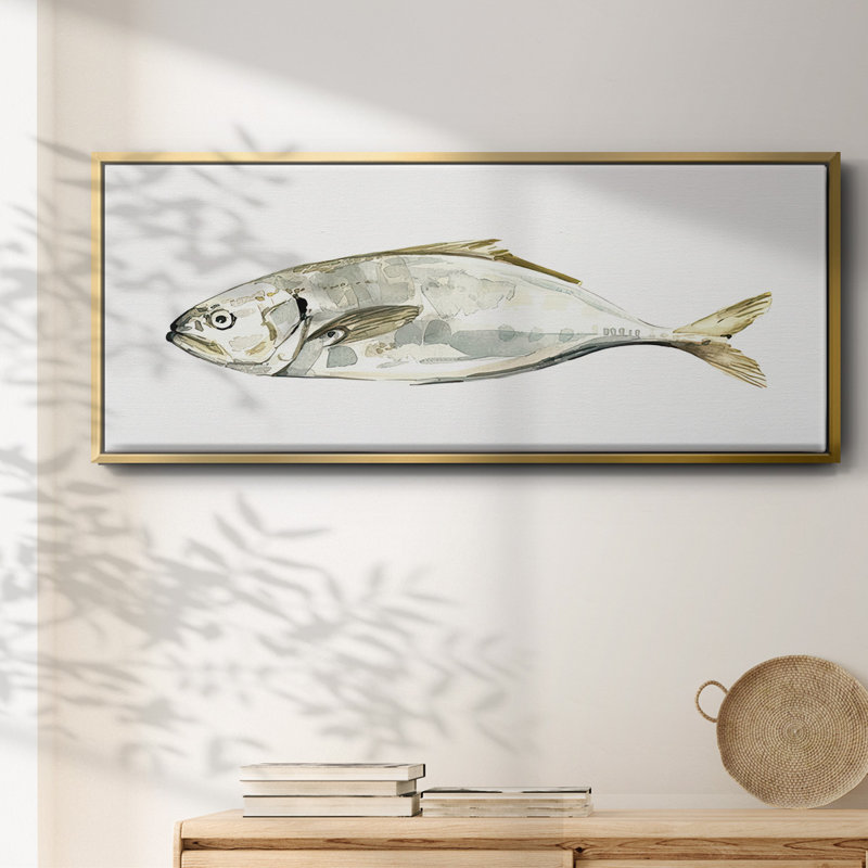 Silver Fish IV- Framed Canvas, 24" H x 60" W