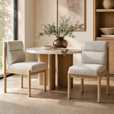 Ensemble de 2 chaises de salle à manger modernes, rembourrées, avec structure en bois d'hévéa massif et coussin d'assise, pour cuisine et salle à manger.