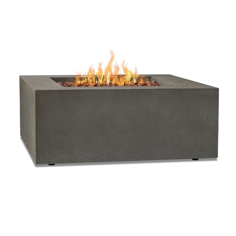 BALTIC Concrete Fire Pit Table with Lid, 15.75" H x 50.5" W x 32.5" D, Glacier grey, Propane