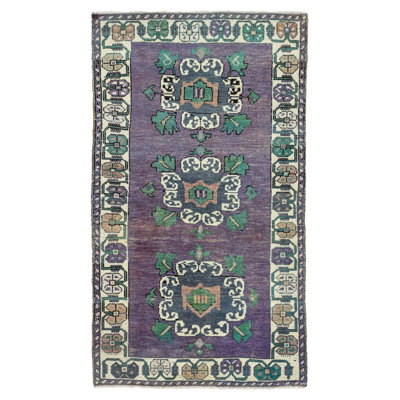 Vintage One-of-a-Kind 3'1" X 5'3" 1960s Wool Area Rug Purple