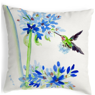  Coussin intérieur / extérieur Hummingbird and Blue Flowers