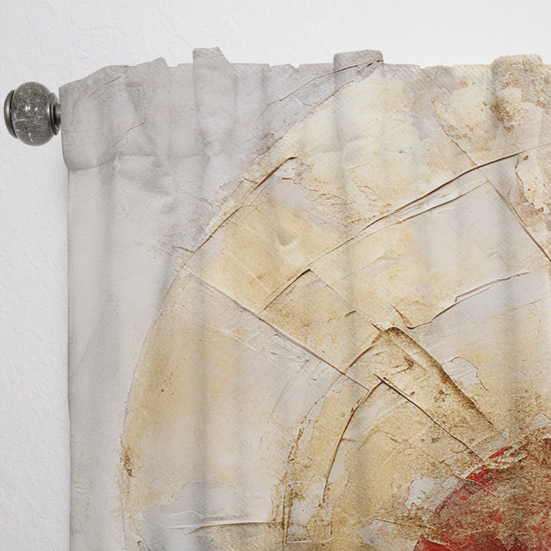 Antonie Beige Red Minimalism Spiral Potteries I - Modern Velvet Curtain - Room Darkening - 1 Panel, 52" W x 120" L