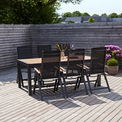 6 - Person Patio Dining Set with Extendable Rectangular Table