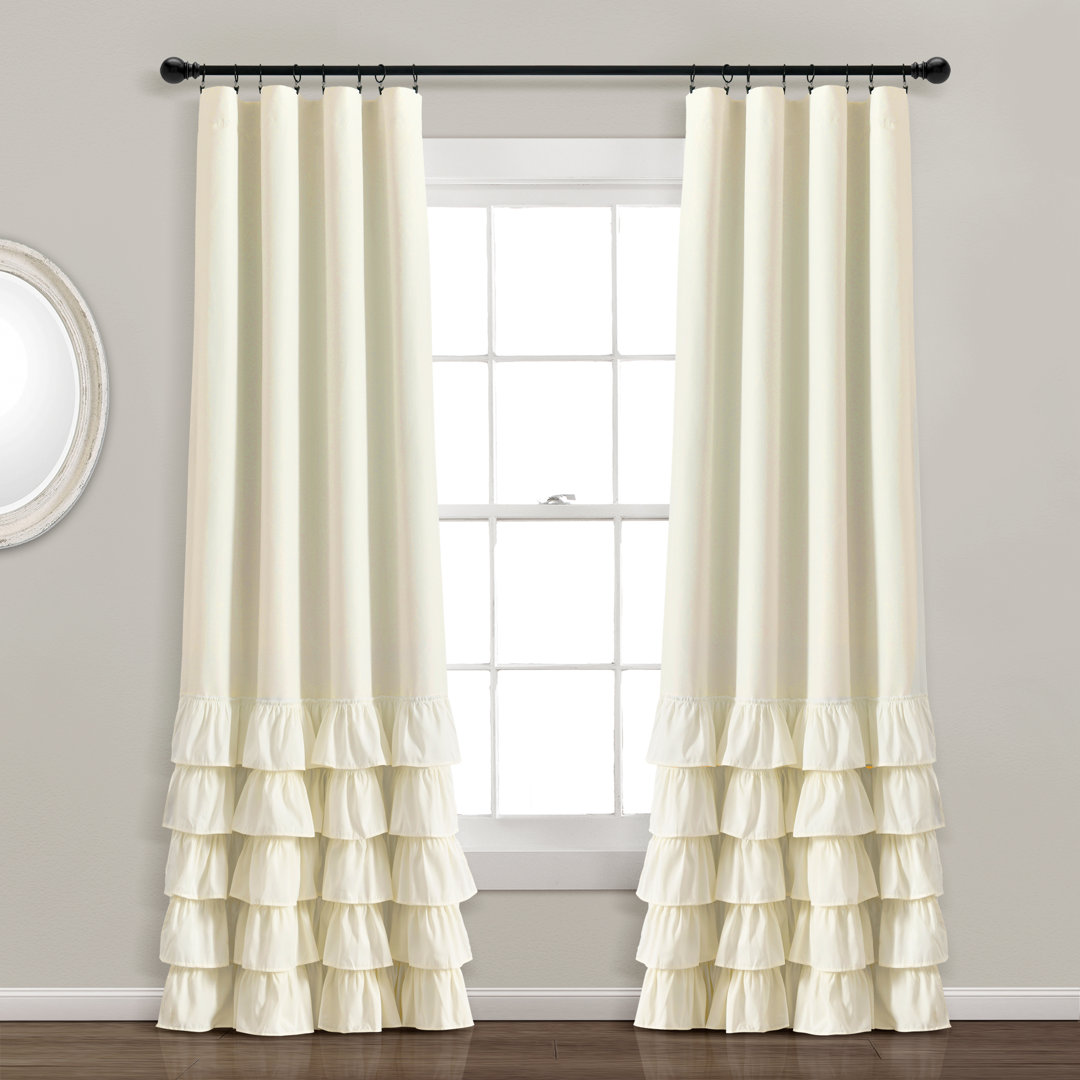 Allison Ruffle Polyester Blackout Curtain Single Panel Lush Decor Curtain 