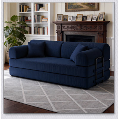 Convertible Sleeper Sofa Bed, Corduroy Folding Mattress Couch with Fixed-Shape Frame for Living Room and Bedroom