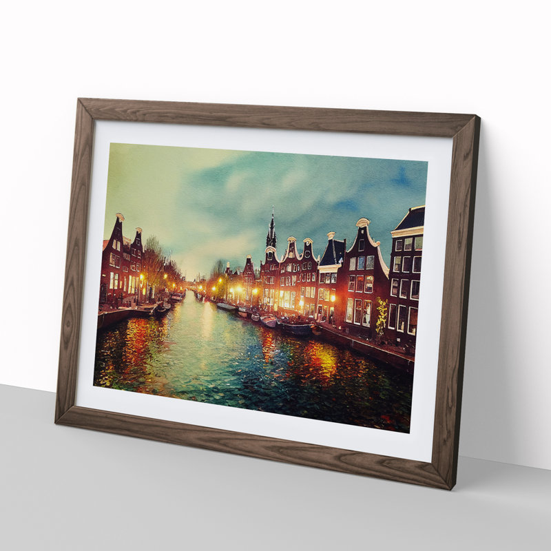 Amsterdam Canal Watercolour - Framed Print