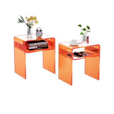Acrylic Nightstand Side Table, Living Room Table or Bedroom Nightstand (Set of 2)