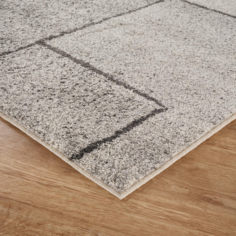 Celil Geometric Shapes Area Rug, GREY, 60 x 220 cm (Runner)
