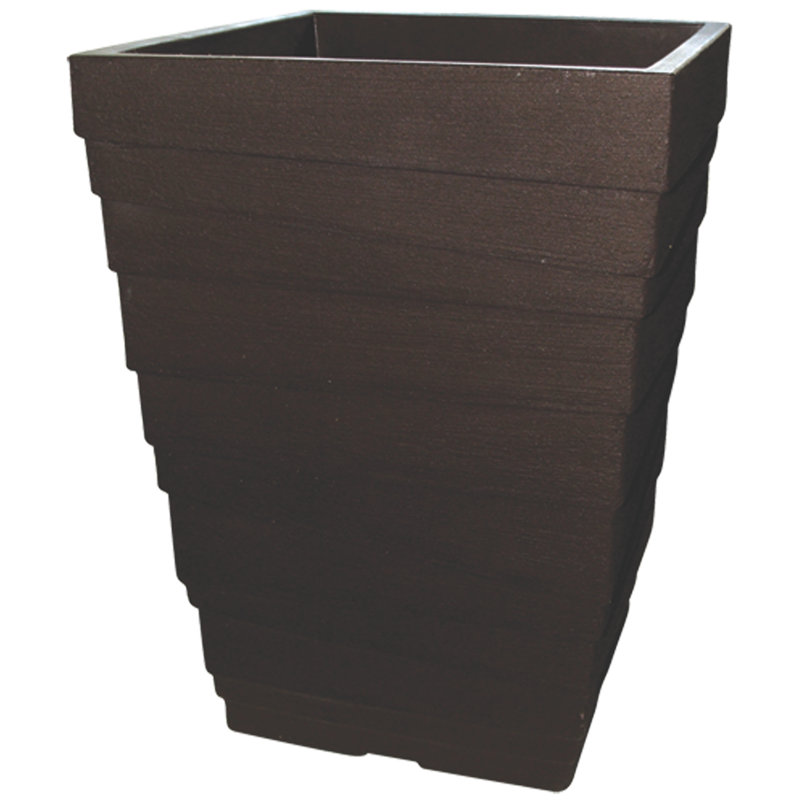 Pot à fleurs italien en polyéthylène, Café, H 19,7 po x l 14,2 po x P 14,2 po