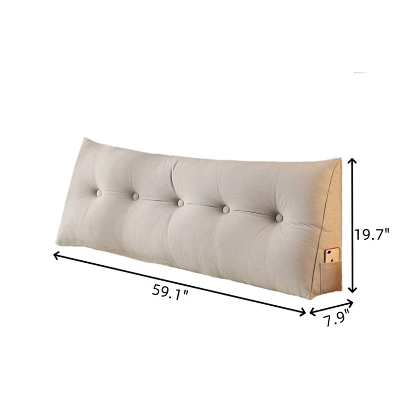 Triangular Bolster Headboard Pillow with Removable Cover, Support for Bed Rest and Reading