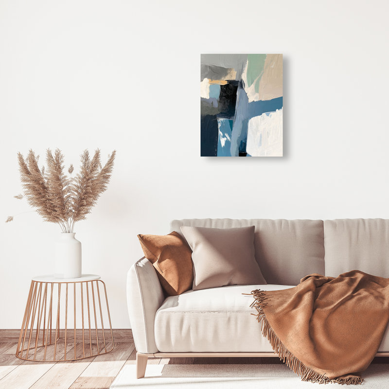 Ashen Tide Canvas Abstract Print by Oliver Gal, Black Frame, 16 x 20, 30"H x 24"W, Canvas Unframed