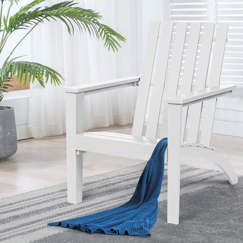 Glascock Acacia Outdoor Lounge Chair, White