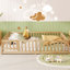 Lit grand format avec clôture, porte, lit en bois d'hévéa avec garde-corps de sécurité-386116569